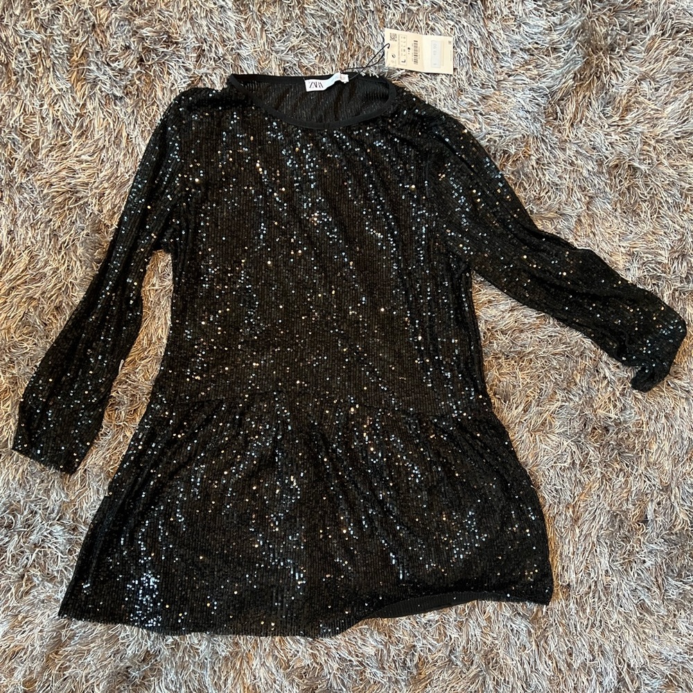 Zara black sequin dress